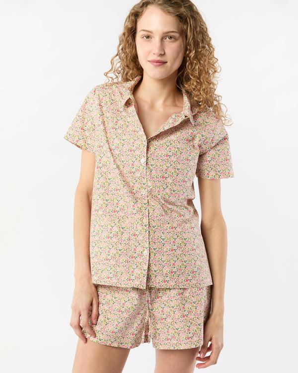 Sid Mashburn Jasmine Pajama Shorts Set In Pink/Green Astrid Niva Liberty Fabric