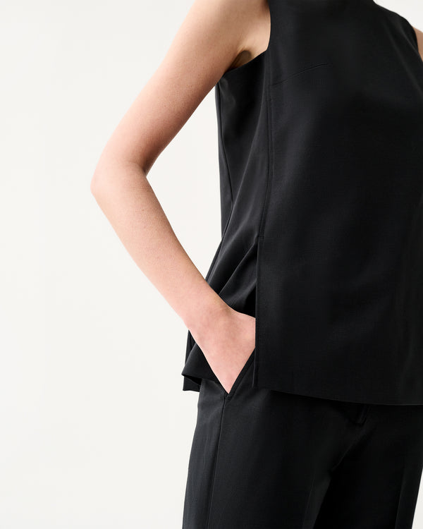 Sid Mashburn Jo Tunic In Black Bi-Stretch Tropical Wool