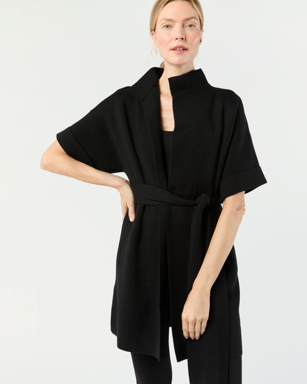 Sid Mashburn Julia Cardigan In Black Extra Fine Merino Wool