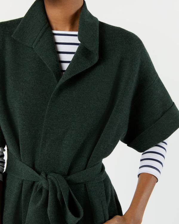 Sid Mashburn Julia Cardigan In Heather Pine Extra Fine Merino Wool