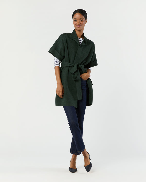Sid Mashburn Julia Cardigan In Heather Pine Extra Fine Merino Wool