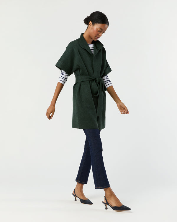 Sid Mashburn Julia Cardigan In Heather Pine Extra Fine Merino Wool