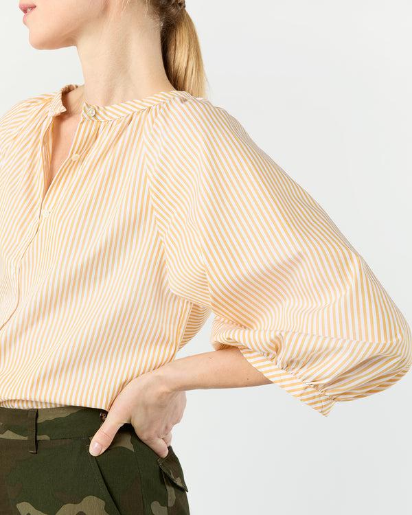Sid Mashburn June Blouse In Gold/White Bengal Stripe Poplin