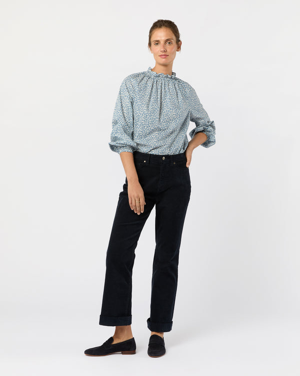 Sid Mashburn Kamille Blouson-Sleeve Top In Blue Feather Meadow Liberty Fabric