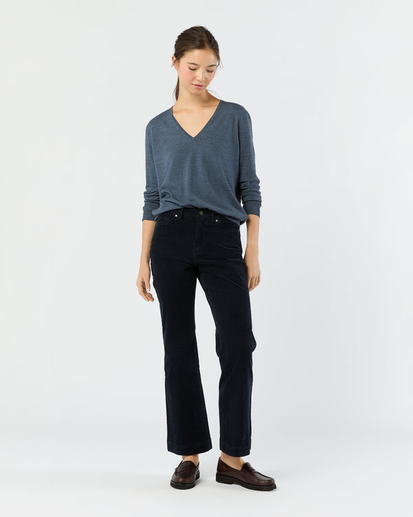 Sid Mashburn Kate V-Neck Sweater In Airforce Blue Escorial Wool