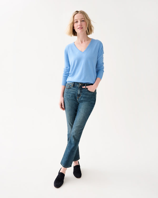 Sid Mashburn Kate V-Neck Sweater In French Blue Escorial Wool