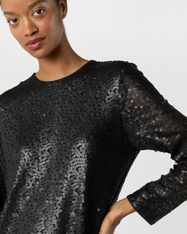 Sid Mashburn Katie Dress In Black Floral Sequin Mesh