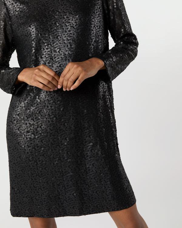 Sid Mashburn Katie Dress In Black Floral Sequin Mesh