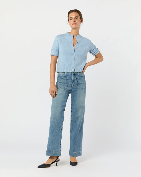 Sid Mashburn Kelly Cardigan In Heather Blue Cashmere