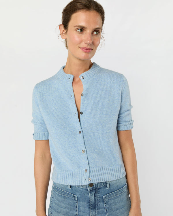 Sid Mashburn Kelly Cardigan In Heather Blue Cashmere