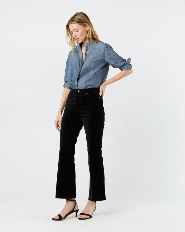 Sid Mashburn Kendall Flare 5-Pocket Jean In Black Stretch Velveteen