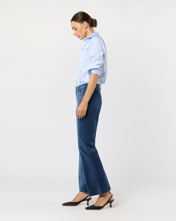 Sid Mashburn Kendall Flare 5-Pocket Jean In Dutch Blue Stretch Velveteen