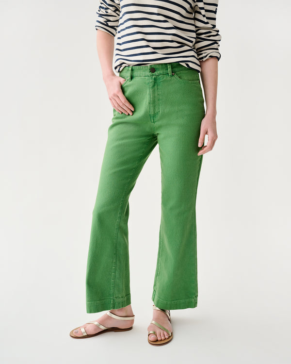 Sid Mashburn Kendall Flare 5-Pocket Jean In Green Stretch Canvas