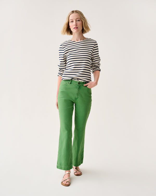 sid mashburn Kendall Flare 5-Pocket Jean in Green Stretch Canvas