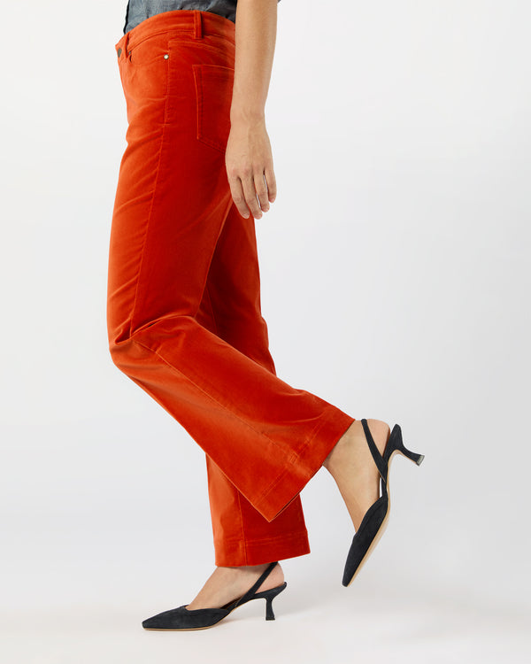 Sid Mashburn Kendall Flare 5-Pocket Jean In Persimmon Stretch Velveteen