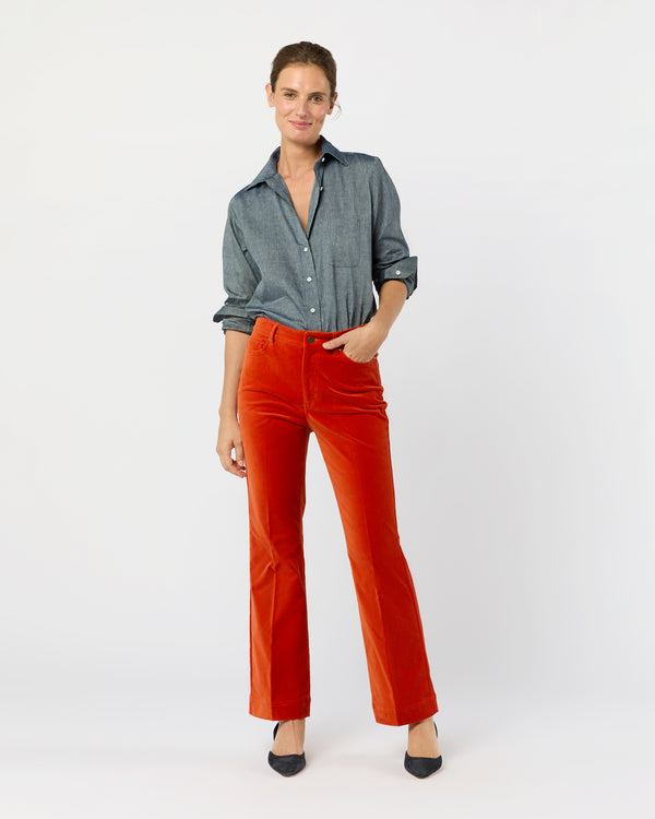 sid mashburn Kendall Flare 5-Pocket Jean in Persimmon Stretch Velveteen