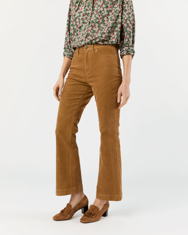 Sid Mashburn Kendall Flare 5-Pocket Jean In Tobacco Stretch Cord