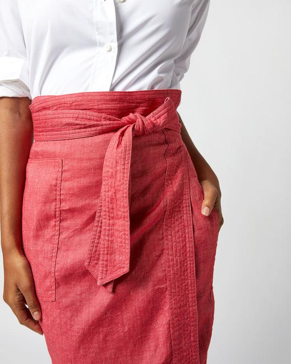 Sid Mashburn Kira Wrap Skirt In Red Stretch Cotolino