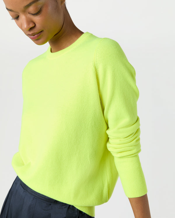 Sid Mashburn Kit Crewneck Sweater In Neon Yellow Cashmere