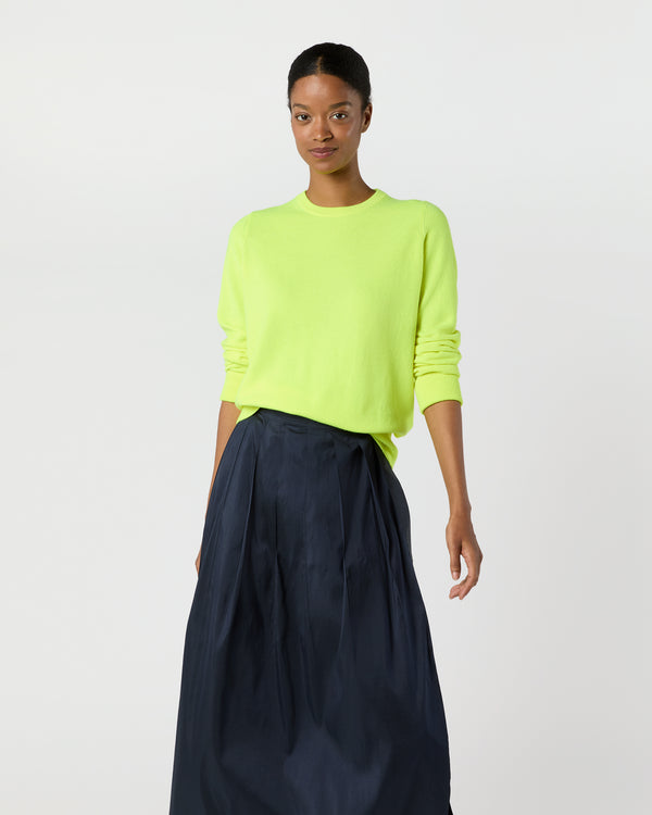 sid mashburn Kit Crewneck Sweater in Neon Yellow Cashmere