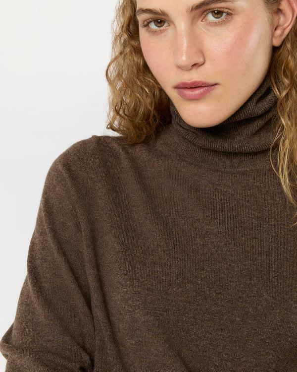 Sid Mashburn Kit Turtleneck Sweater In Heather Brown Cashmere