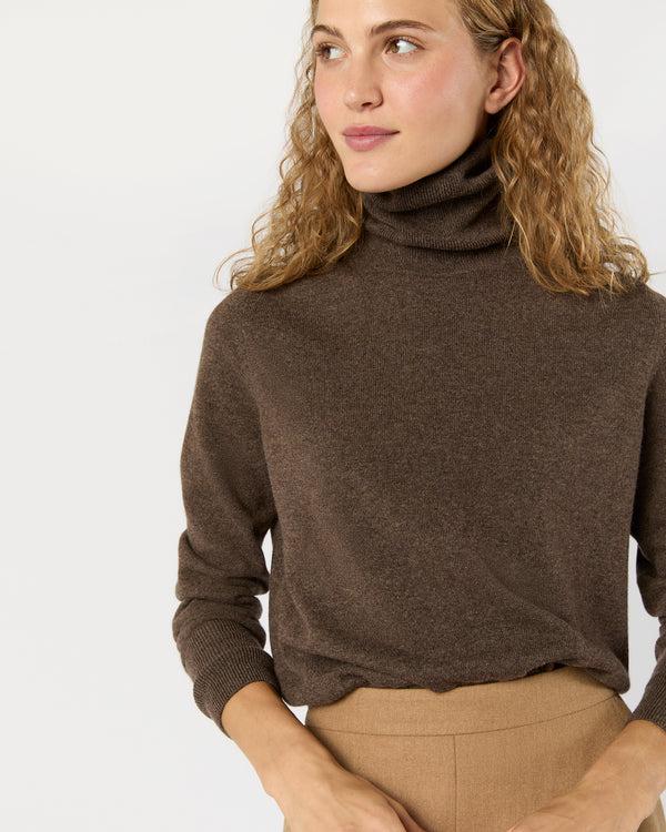 sid mashburn Kit Turtleneck Sweater in Heather Brown Cashmere