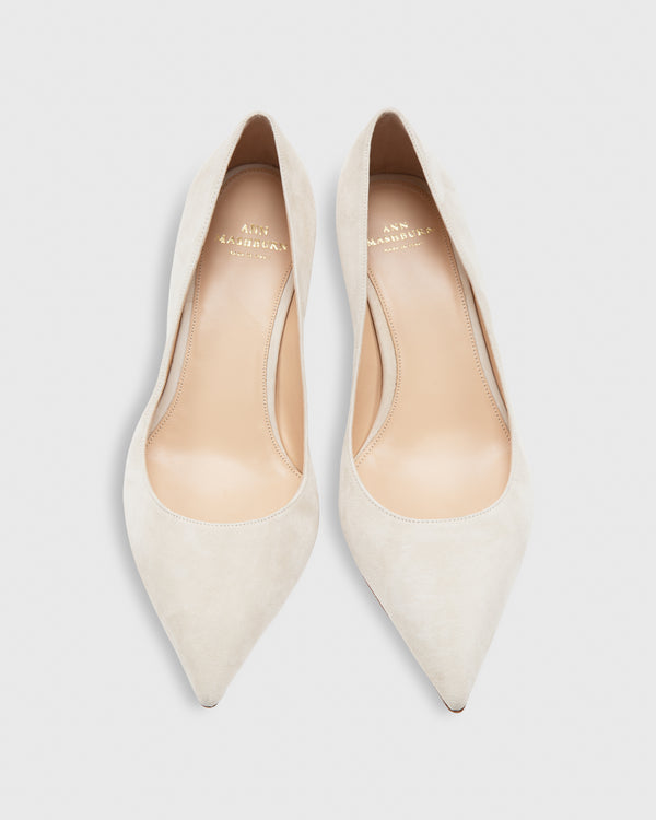 Sid Mashburn Kitten Heel Pointed-Toe Pump In Light Sand Suede
