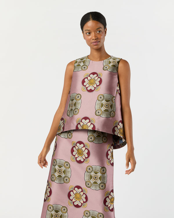 sid mashburn La Scala Top in Dusty Pink Nucleus Jacquard
