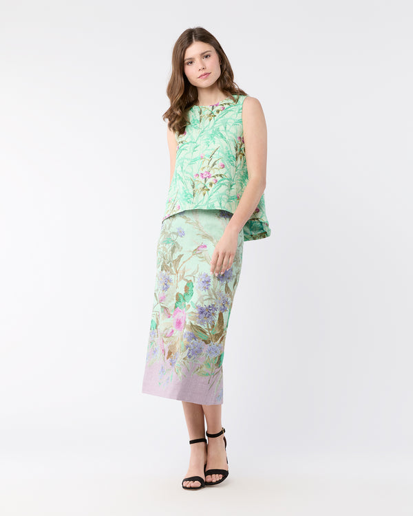 Sid Mashburn La Scala Top In Heath Mint Rustic Shot Cotton