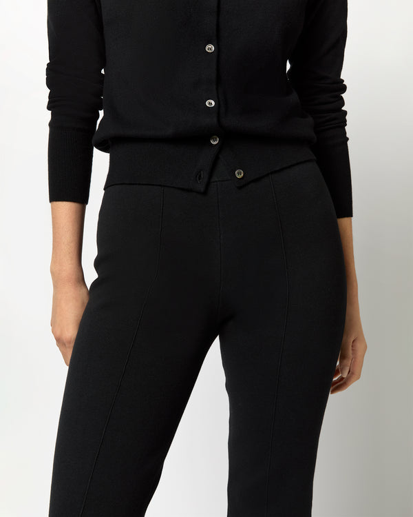 Sid Mashburn Lara Knit Flare Cropped Pant In Black Supima Cotton