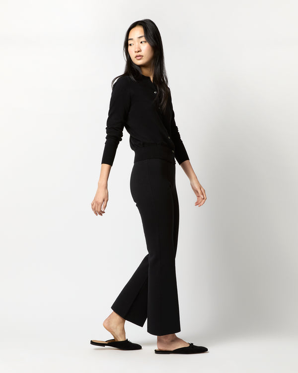 Sid Mashburn Lara Knit Flare Cropped Pant In Black Supima Cotton