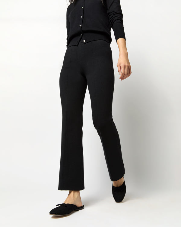 Sid Mashburn Lara Knit Flare Cropped Pant In Black Supima Cotton