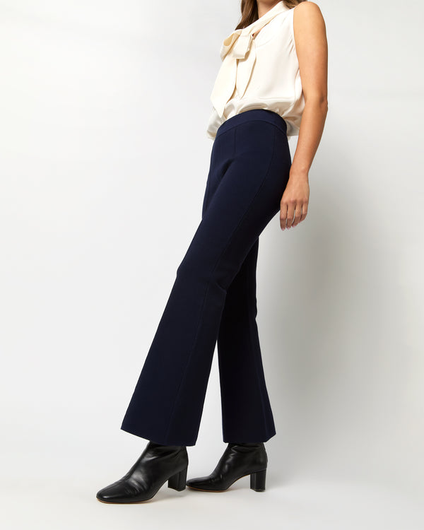 Sid Mashburn Lara Knit Flare Cropped Pant In Navy Supima Cotton