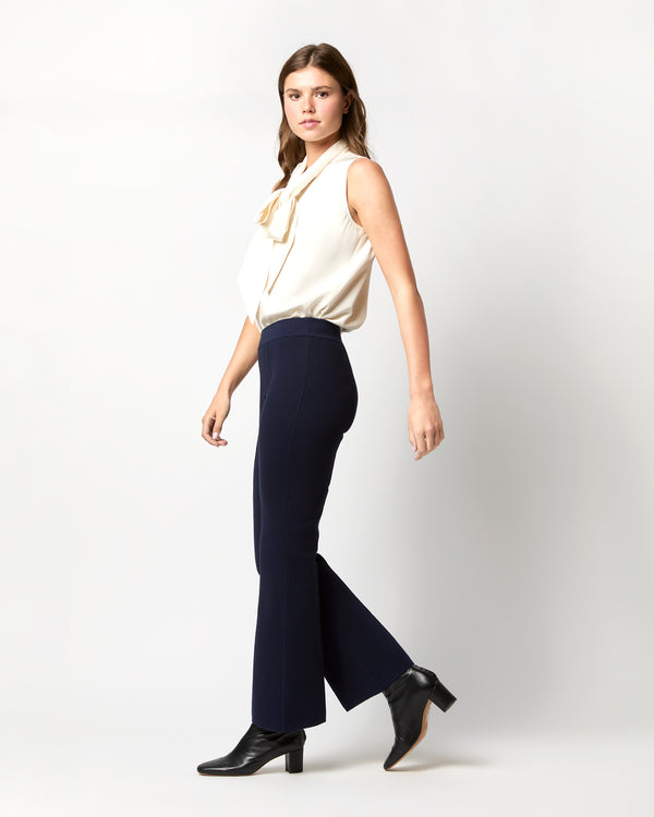 Sid Mashburn Lara Knit Flare Cropped Pant In Navy Supima Cotton