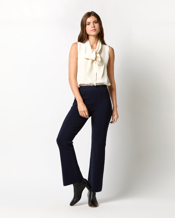 sid mashburn Lara Knit Flare Cropped Pant in Navy Supima Cotton