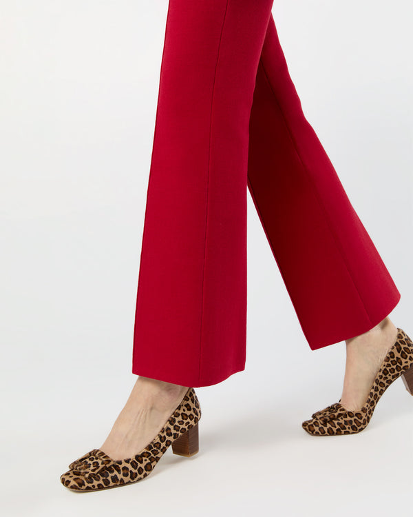 Sid Mashburn Lara Knit Flare Cropped Pant In Red Supima Cotton
