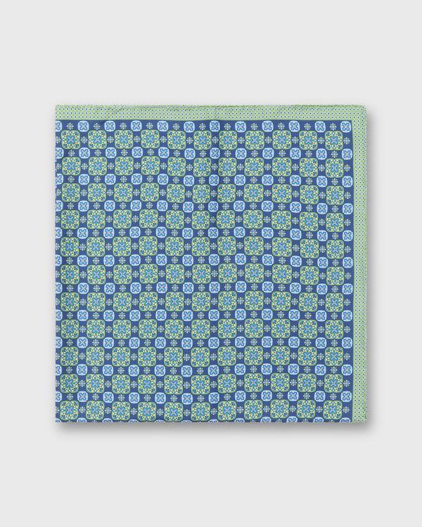 Sid Mashburn Large Hand-Rolled Scarf In Blue/Green Flower Tile