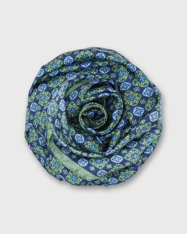 sid mashburn Large Hand-Rolled Scarf in Blue/Green Flower Tile