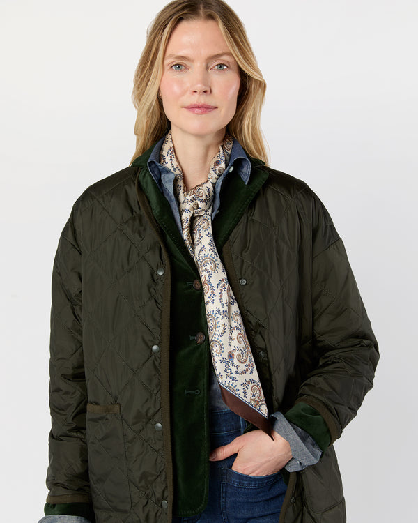 Sid Mashburn Large Hand-Rolled Scarf In Ivory/Brown/Multi Paisley