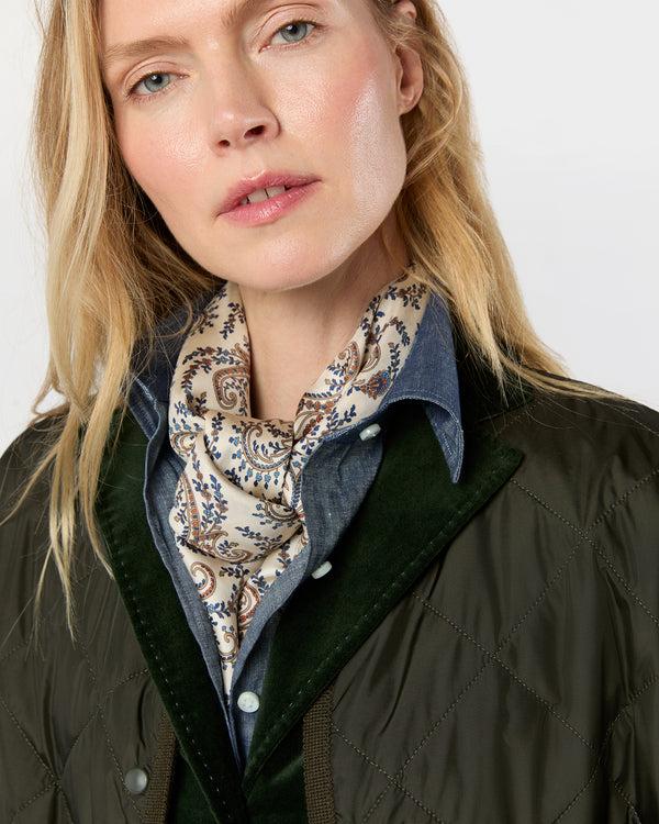 Sid Mashburn Large Hand-Rolled Scarf In Ivory/Brown/Multi Paisley