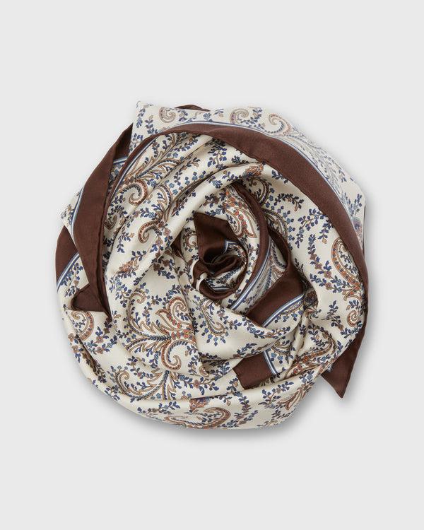 sid mashburn Large Hand-Rolled Scarf in Ivory/Brown/Multi Paisley