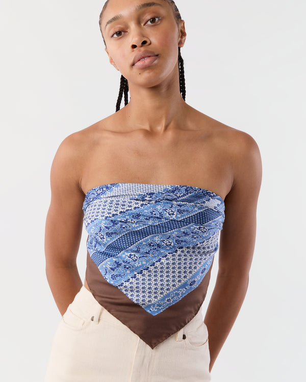 Sid Mashburn Large Hand-Rolled Silk Scarf In Blue/Brown Paisley Stripe