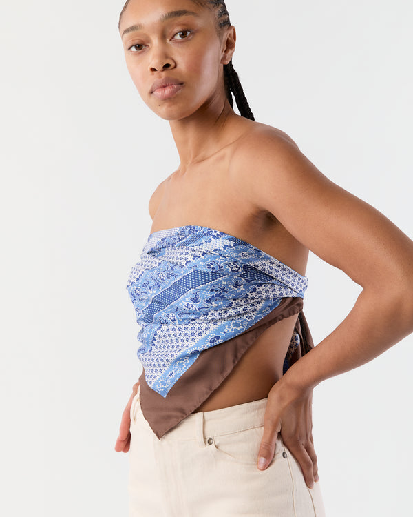 Sid Mashburn Large Hand-Rolled Silk Scarf In Blue/Brown Paisley Stripe