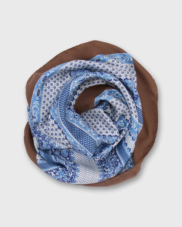 sid mashburn Large Hand-Rolled Silk Scarf in Blue/Brown Paisley Stripe