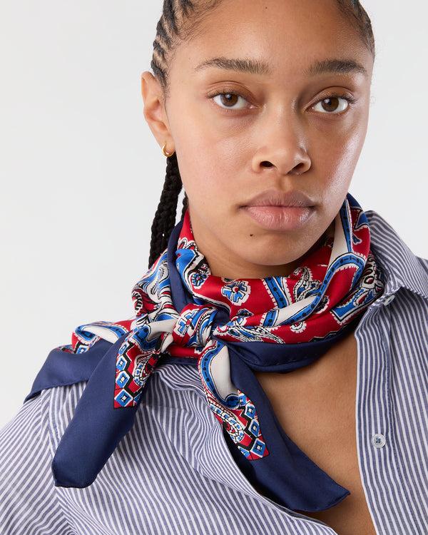 Sid Mashburn Large Hand-Rolled Silk Scarf In Blue/Red/Ivory Paisley