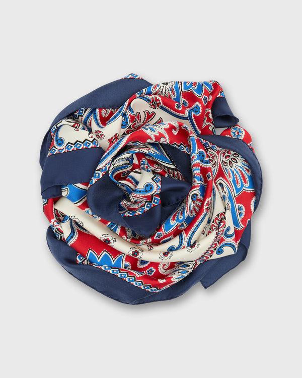 sid mashburn Large Hand-Rolled Silk Scarf in Blue/Red/Ivory Paisley
