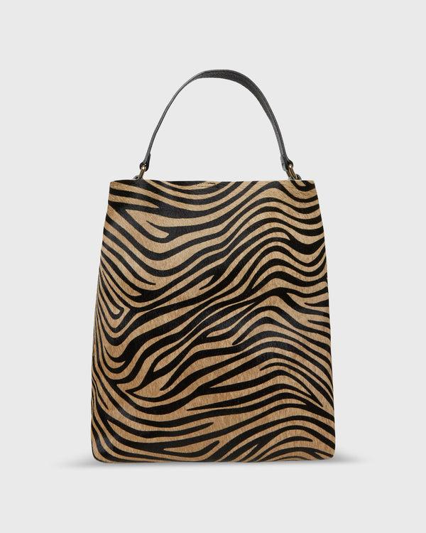 sid mashburn Large Hobo Bag in Beige/Black Zebra Calf Hair