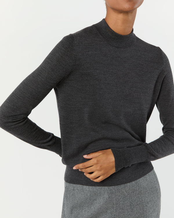 Sid Mashburn Laura Sweater In Heather Charcoal Escorial Wool