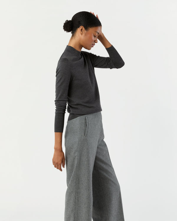 Sid Mashburn Laura Sweater In Heather Charcoal Escorial Wool
