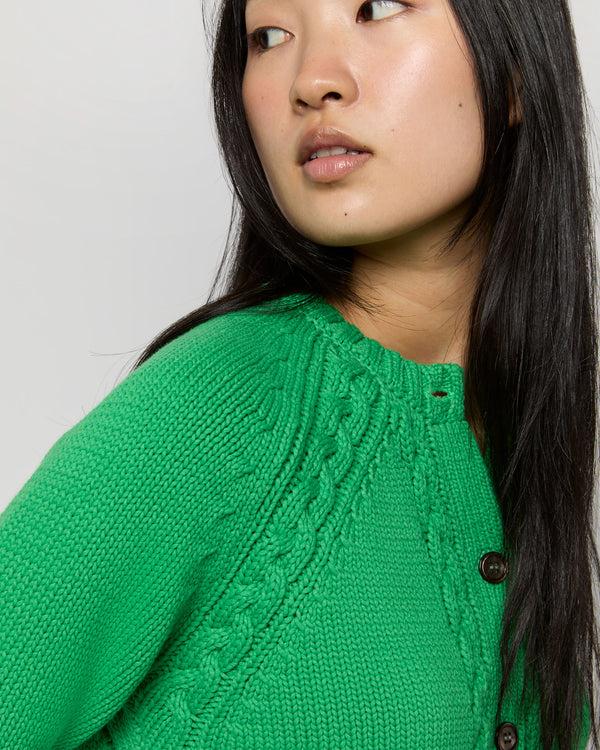 Sid Mashburn Lauren Cardigan In Turf Cotton Tape Yarn